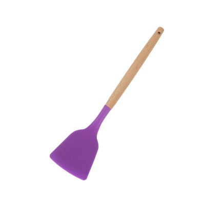 1pc lila träsilikon köksredskap sked soppvändare spatel tång nonstick köksredskap bakprylar redskapsredskap de cocina: Ljusgrön