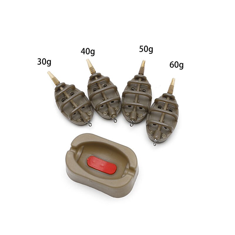 Inline Method Carp Fishing Feeder 4 Feeders 15/20/25/35g 30/40/50/60g Mould Set: 2Size