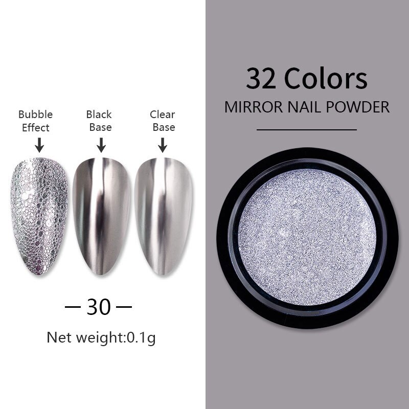 BORN PRETTY Mirror Nail Glitter Powder Metal Shining Gold Sliver Nail Pigment Dust PowerChrome For Gel Polish Nail Decoration: 30