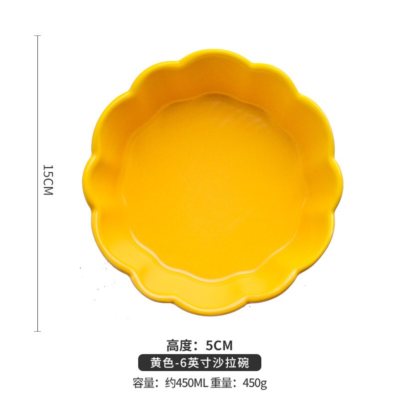 Ceramic Salad Bowl Net Red Cheese Baked Rice Baking Baking Bowl Fruit Dessert Home: Gold