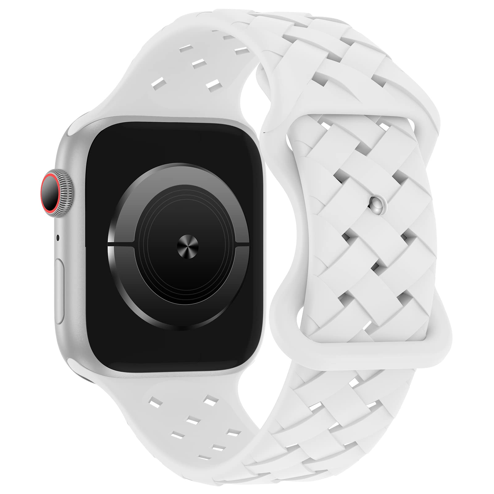 Strap For Apple Watch Band 44mm 40mm 45mm Braided 49mm 41mm 42mm Breathable correa bracelet iwatch series 9 8 7 se 3 5 6 ultra 2: silver white / 20mm