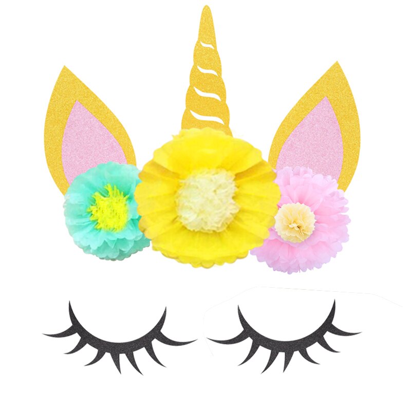 Pompon en papier licorne en forme de fleur | Oreilles licorne en corne, bricolage de décoration d'arrière-plan pour fête mariage, décoration de chambre d'anniversaire d'enfants: 5