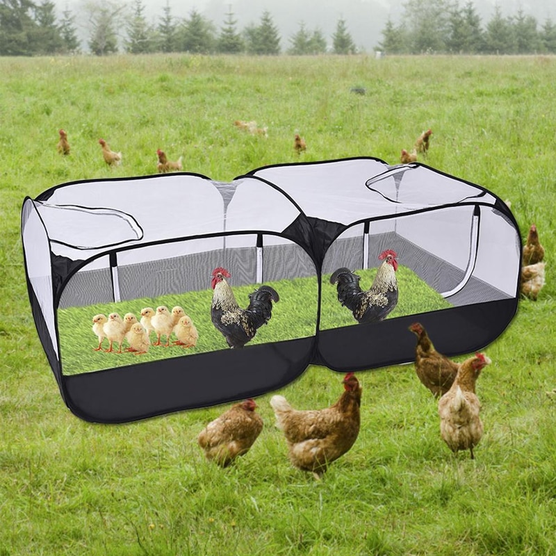 Portable Chicken Rabbit Cat Dog Coop Outdoor Farm Animals Poultry Mesh Fence Foldable Pets Cage Enclosure