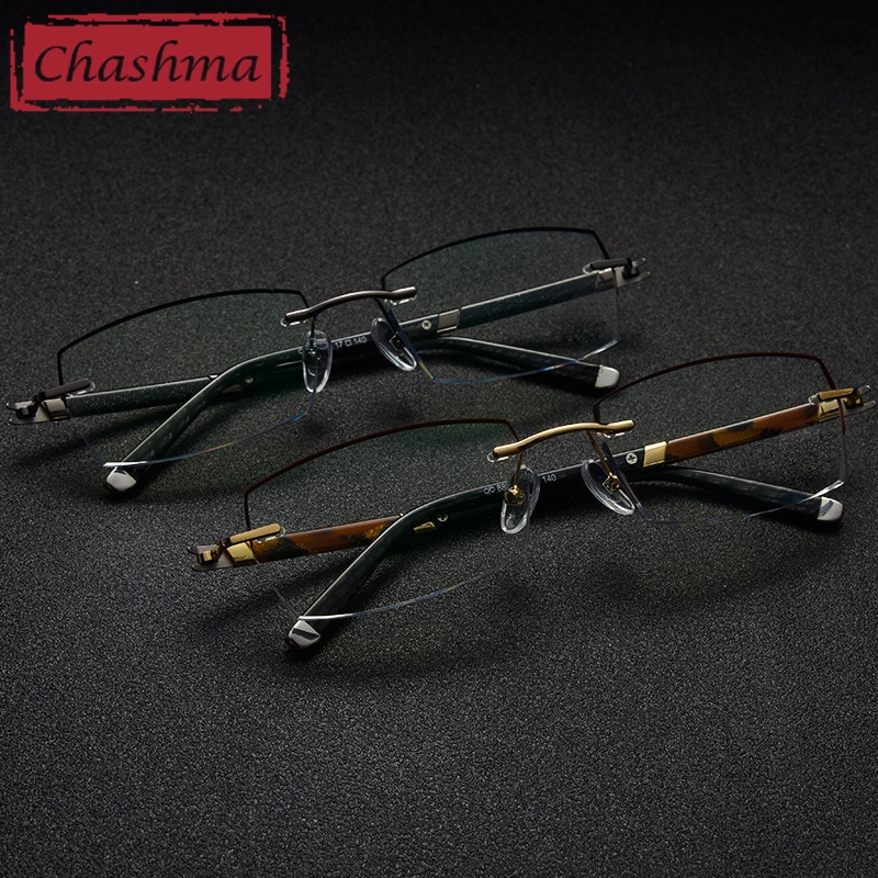 Gouden brilmonturen voor mannen, oculos de grau masculino armacao, randloos, bijziendheid, bril op sterkte, brillenmonturen, brillen