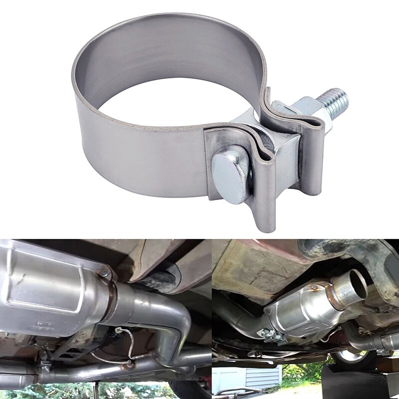 ESPEEDER 2.0 Inch High Strength Butt Joint Universal Stainless Steel Exhaust Clamp Band Kit 2'' Auto Turbo Pipe Clips