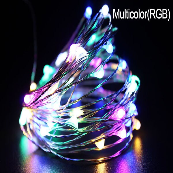 Guirlande lumineuse à piles, 10M 100 LED, fil de cuivre Transparent, Micro LED, pour fête de noël, fête de mariage, extérieur: Multi-colour