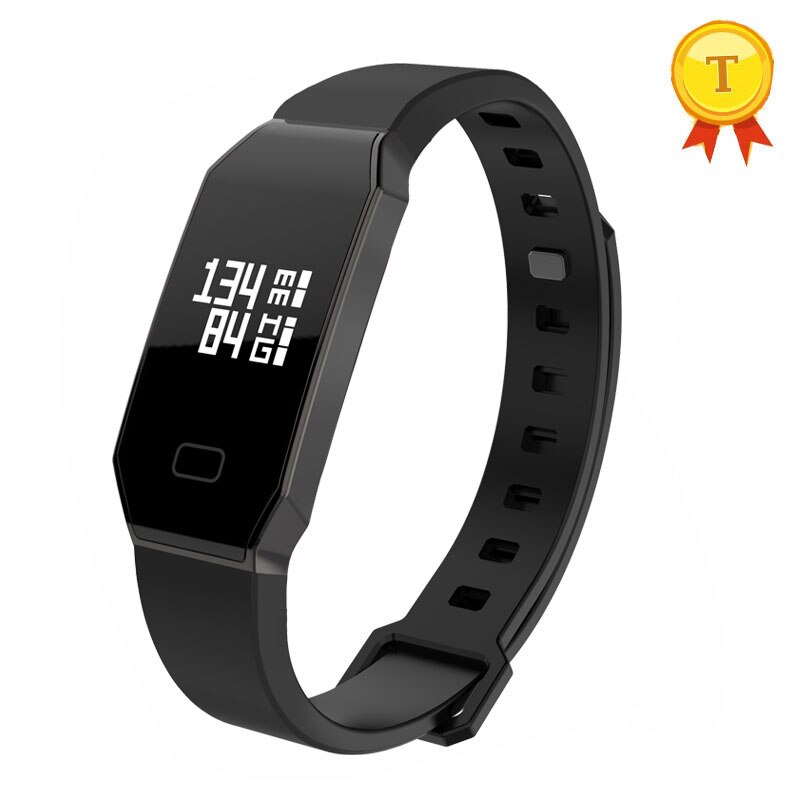 Homem mulher Pulseira de Banda de Freqüência Cardíaca Monitor de Pressão Arterial Inteligente Pulseira Inteligente Lembrete Chamada Atividade Rastreador de Fitness Saúde: Black