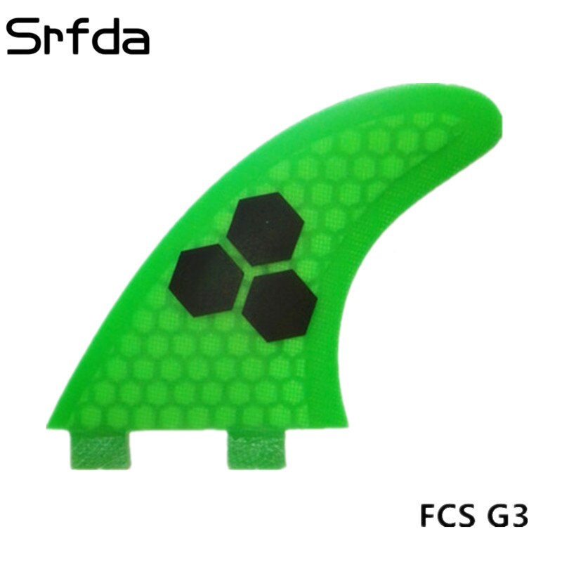 Srfda surfen vinnen voor FCS doos surfplank vinnen met glasvezel honingskam materiaal (Drie-set) size G3/S groen