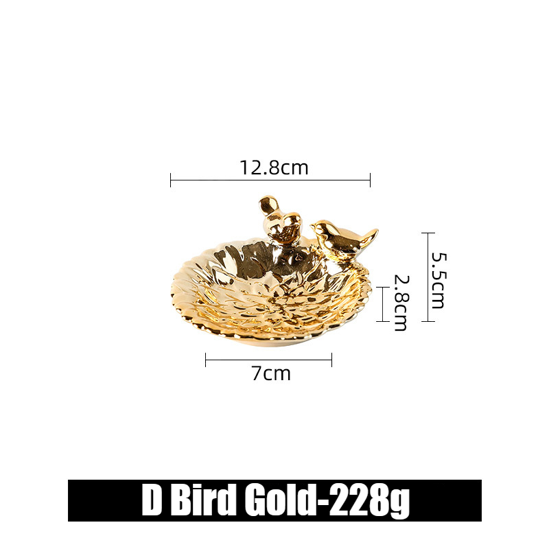 Nette Vogel Tablett Keramik Schmuck Lagerung Tabletts Kreative Regal Dim Sum Dessert Platte Wohnkultur Tee Tisch Desktop Dekoration Schüssel: Gold