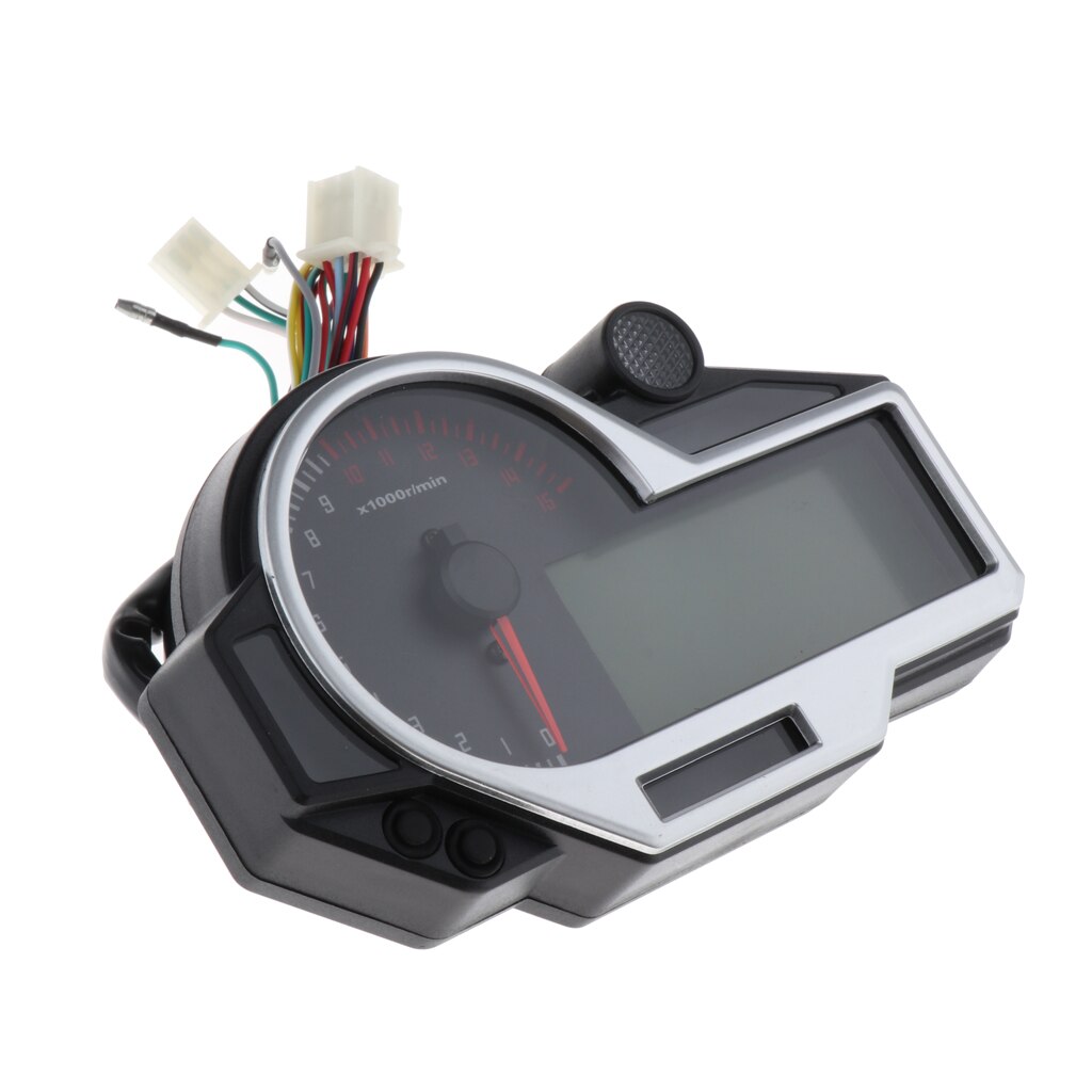 12V Motorcycle LCD Speedometer Odometer Tachometer Gauge 1-6 Gear Display