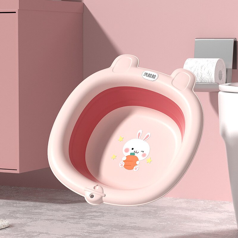 Lavabo pliable pour bébé, panier à linge pliable Portable pour enfants, baignoire avec lanière: Pink