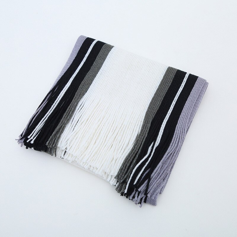 Hommes écharpe hiver rayé tricot Long châle enveloppement col foulards pour hommes décontracté gland Pashmina Tippet Simple étole