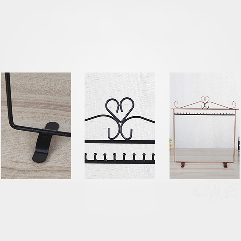 Vintage hjerte smykker henger halskjede ørering slitesterk metall stativ display stativ holder lett oppbevaringsorganisasjon