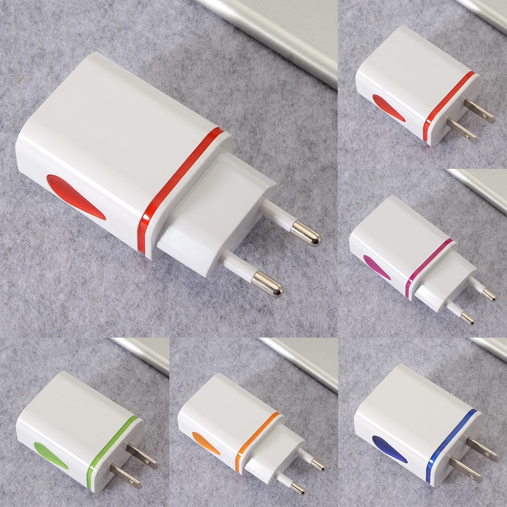 Universal 5V/2A LED Dual USB Wall Charger Home Travel Adapter Fast Charging EU US Plug for iphone Samsung Xiaomi Huawei