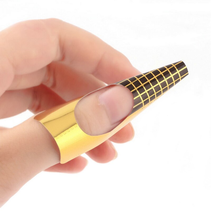 Molde de uñas 3D para manicura francesa, forma rectangular, pegatina de extensión de Gel para uñas, forma de rizo para guía Pololish