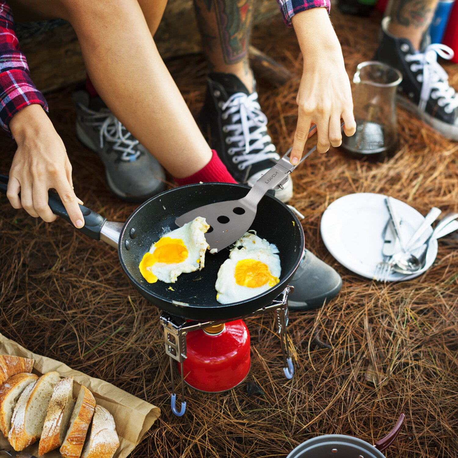 Lixada Spachtel Edelstahl Klapp Spachtel Lebensmittel Dreher Camping Falten Kochen Schaufel draussen Camping Kochen Zubehör