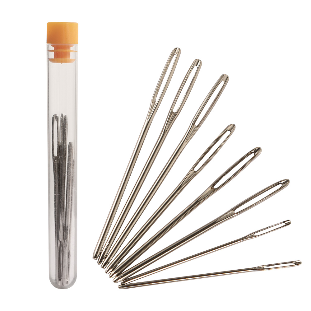 9Pcs/set Stainless Steel Large Eye Needles with Box 3 Sizes Cross Stitch DIY Knitting Needles Wool Sewing Embroidery Tools Set