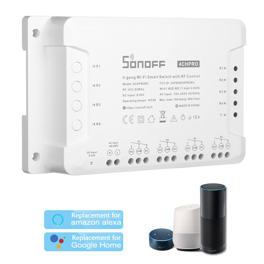 Sonoff 4CH Pro R3 Itead 4-Gang Wi-fi Slimme Schakelaar Met Rf Controle App Ondersteuning Timing 3 Werkingsmodi