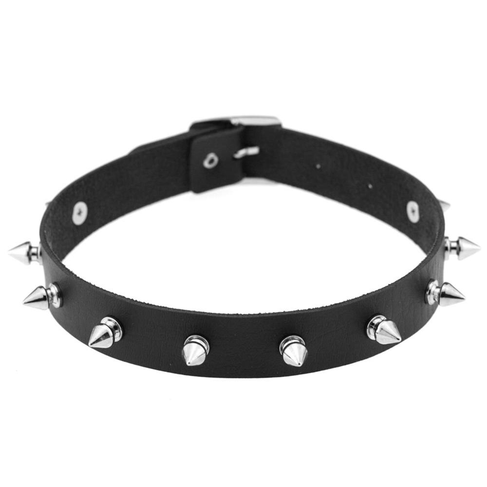 Punk Lady Gothic Leder Halsband Herz Kette Spike Niet Schnalle Kragen Halskette: black