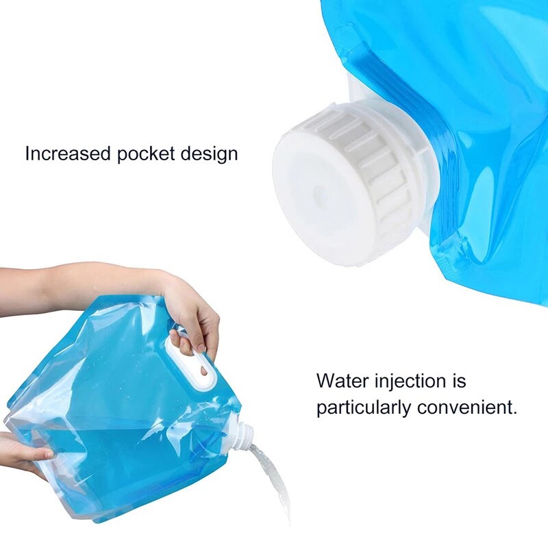 5 / 10L Foldable Water Bag Canister PE Tasteless Safety Seal Lightweight Drinking Water Storage Bag Outdoor Water Bag