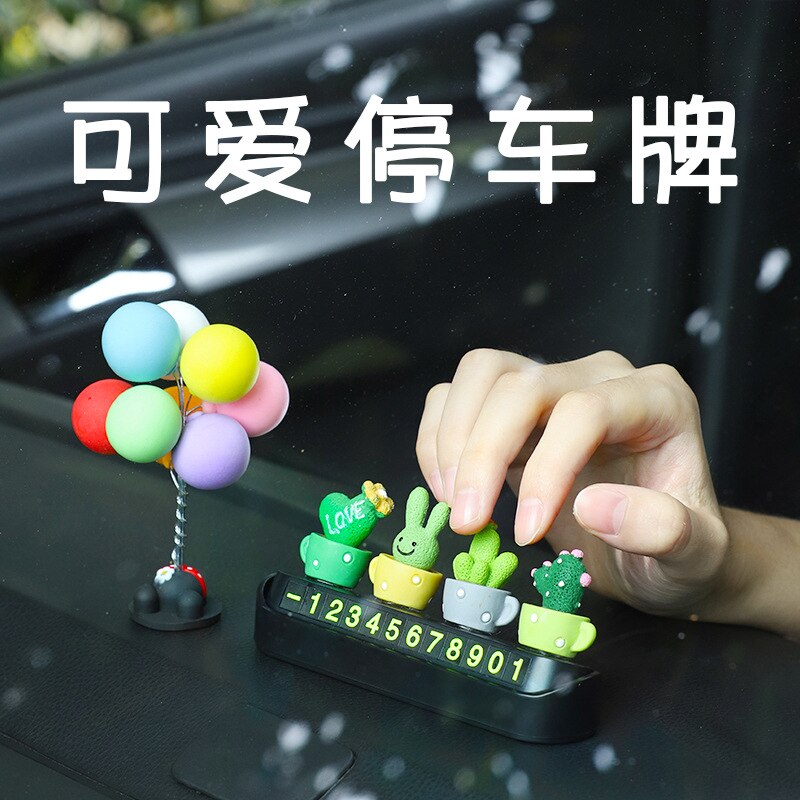 Cute Cartoon Doll Car Dashboard Decoration Temporary Parking Card Personality Parking Number Sign Girl's Day