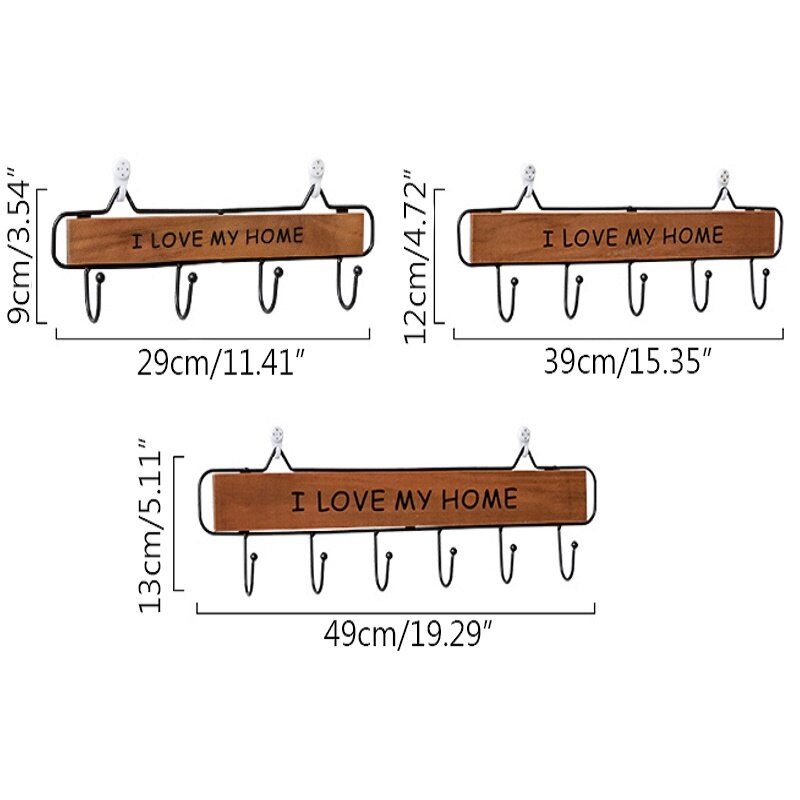 Rack Hooks 3 Size Modern Silplicity Style Wooden Wall-mounted Shelving Hook Storage Rack Home Decorative Hook Key Hook Coat Rack
