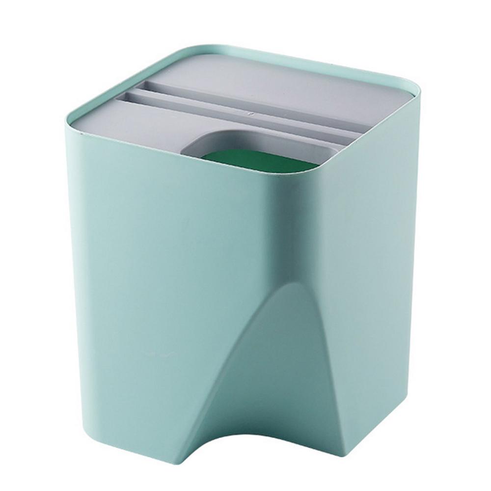 1pc Garbage Can Stacked Sorting Trash Bin Household Dry & Wet Separation Recycling Trashcan Waste Bin Kitchen Office Rubbish Bin: Blue Size L