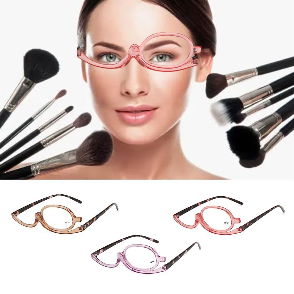 Magnifying Rotating Make Up Makeup Glasses Flip Down Lenses Colourful Frame Cosmetic Glasses +1.0~+4.0 Diopter Vision Care