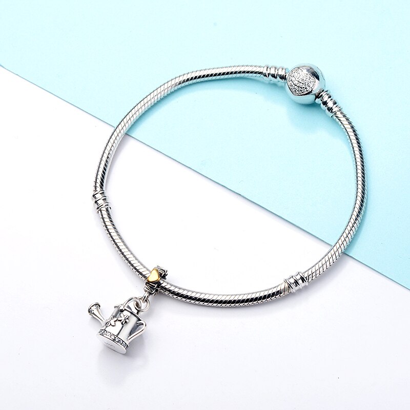 Heiße neue 100% 925 Sterling Silber Bewässerung blume Wasser Flasche Perle Charme passen Europäischen Armbinde Schmuck exquisit heiße