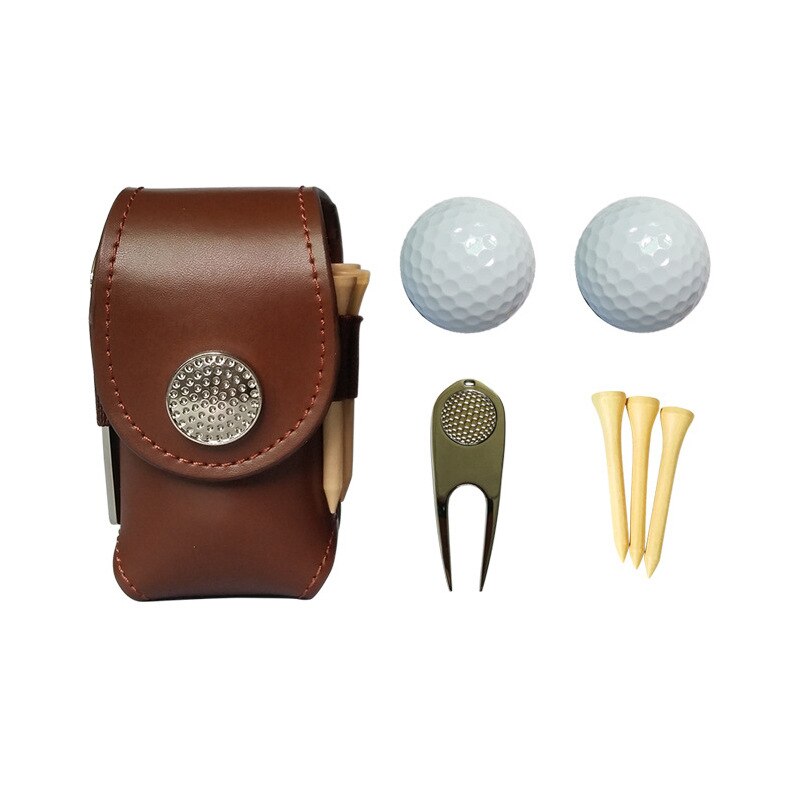 Sac pour balle de Golf Portable, pochette à la taille, en cuir, Cool, accessoire de sport, petit sac pour balle de Golf: brown