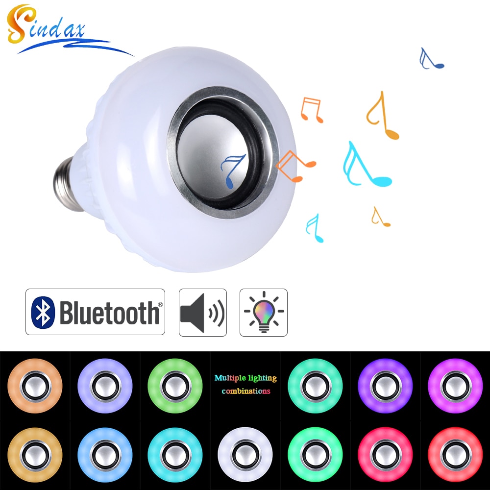 E27 Smart RGBW Draadloze Bluetooth Speaker Lamp Muziek Dimbare LED Lamp Licht Lamp met 24 Keys Afstandsbediening