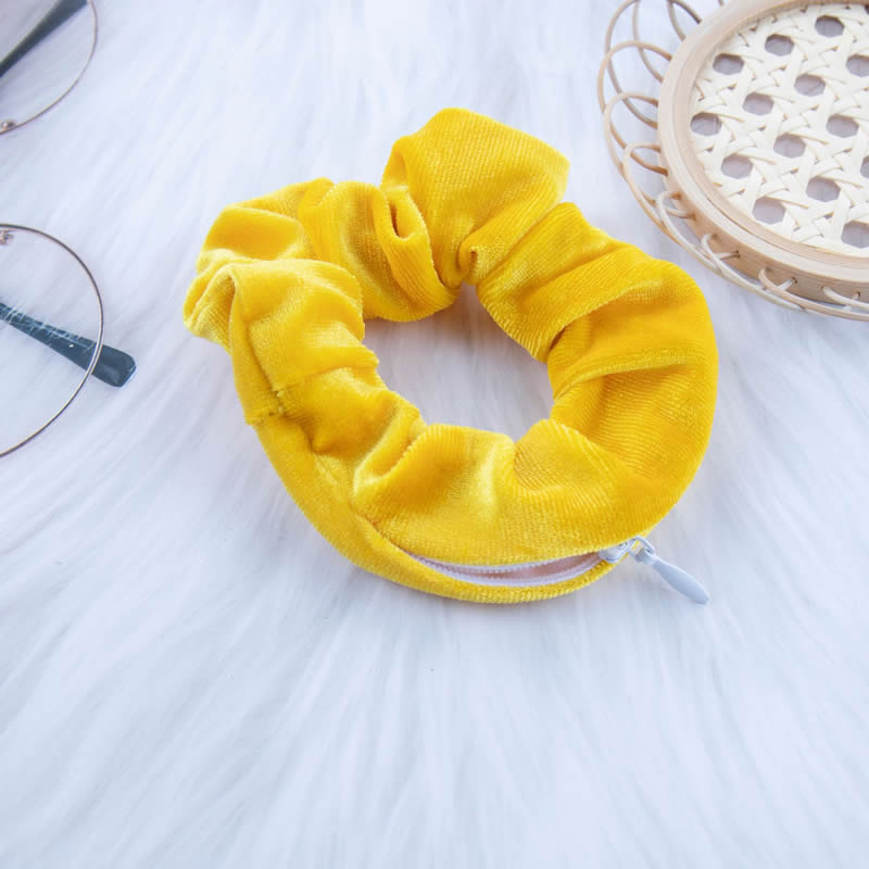 Visier geheimes Haar mit Reiß verschluss Tasche Krawatte Haar Scrunchie Reise Umleitung Stash Safe Container: YELLOW