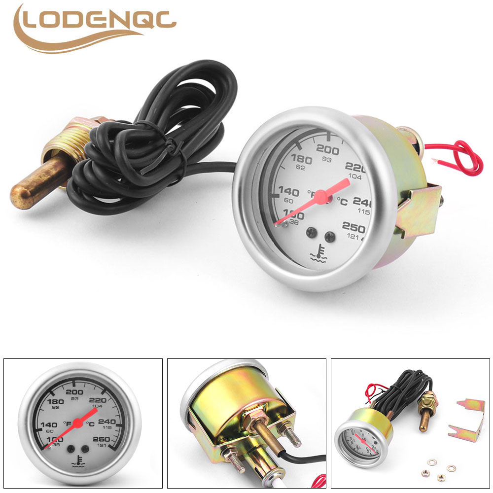 2 "52 MM mechanische 12 V watertemperatuurmeter 38-121 ℃ /100-250 ℉ Watertemperatuurmeter met sensor NPT 1/2-14 autometer