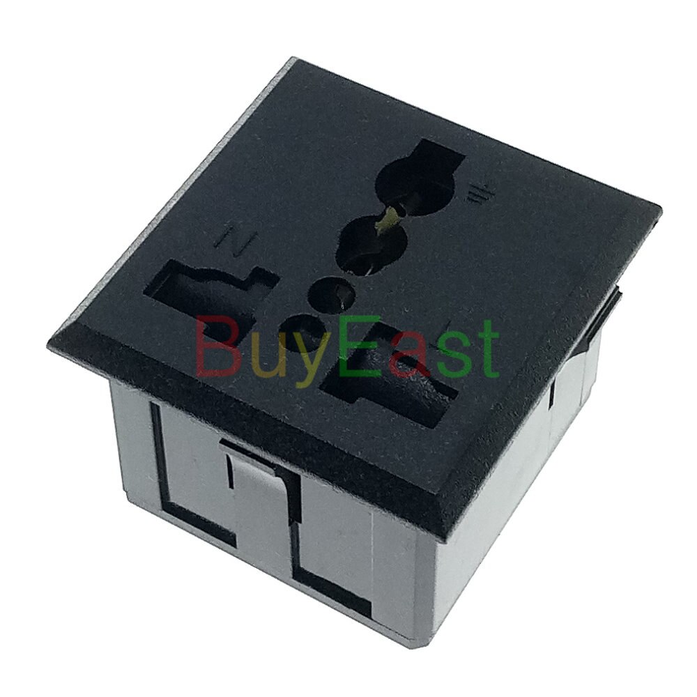 (Pack 5) Universal Outlet Power Socket Panel Mount Receptacle With Safety Shutter AC100~250V 13A
