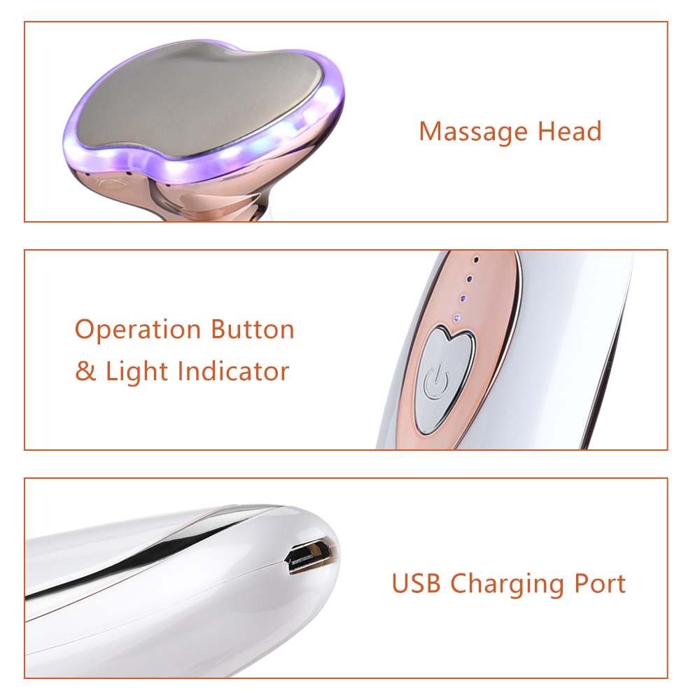 Gezichtsmesotherapie elektroporatie ems led foton facelift versteviging rimpelverwijdering vibratie gezichtsmassager schoonheidsapparaat