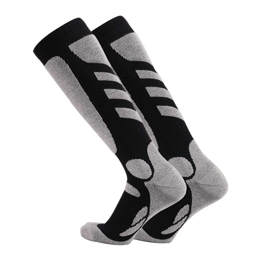 1 paire hommes Sports de plein air absorber la sueur hiver épaissi Ski chaussettes Camping Long Tube protection escalade randonnée: Black / L