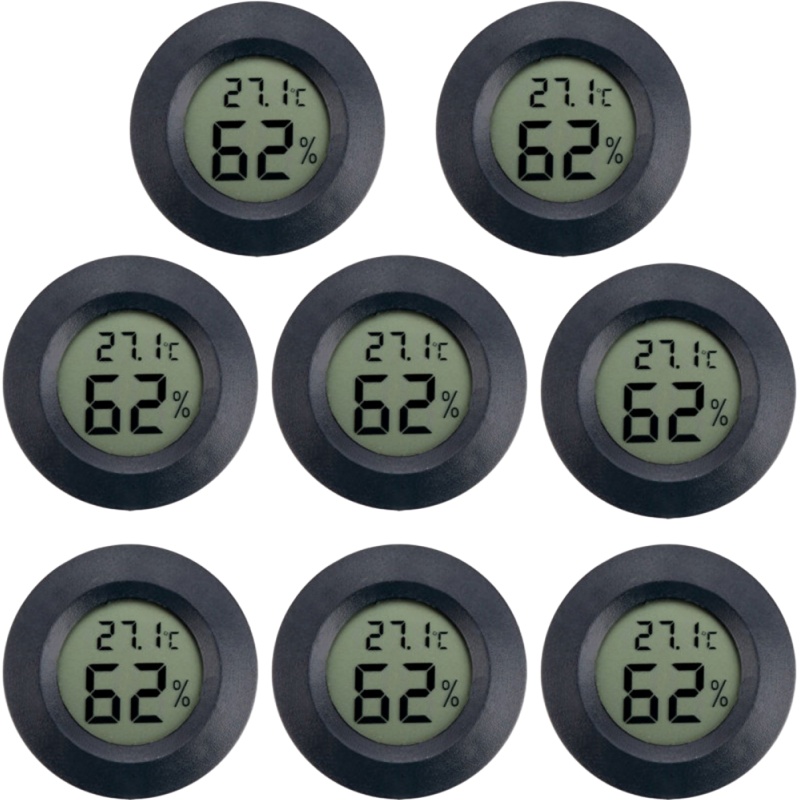 6~10pcs Mini Hygrometer Thermometer Fahrenheit or Celsius Meter Digital LCD Monitor Indoor Room Round Humidity Temperature Gauge: Red
