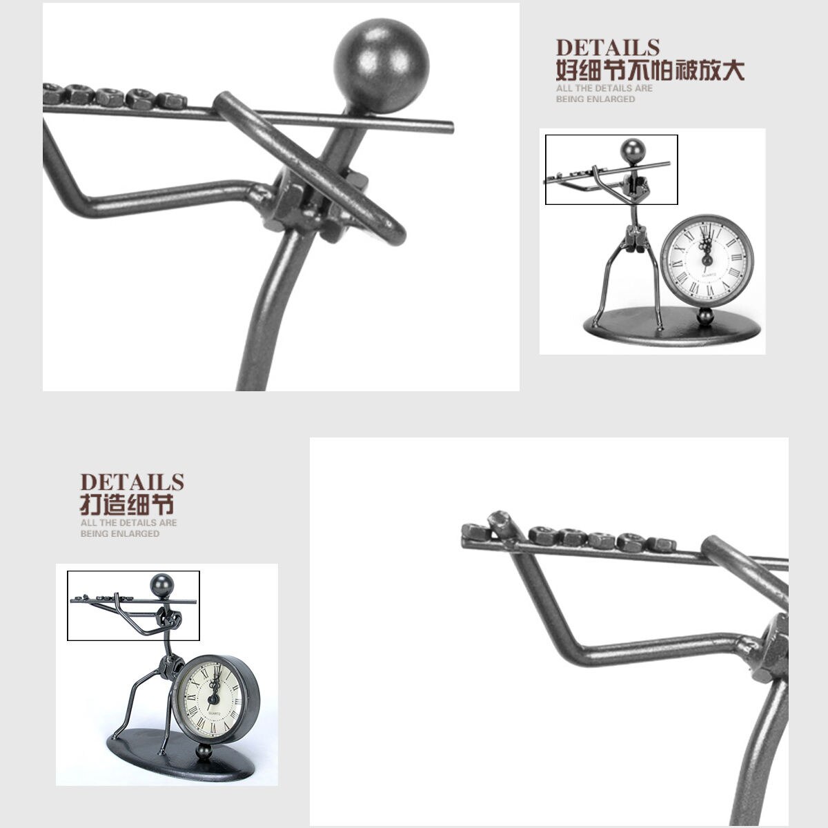 Europese Antieke Ijzeren Klok Room Vintage Klok Tafel Klok Retro Romeinse Digitale Klok Instrumentale Prestaties Desktop Ornamenten