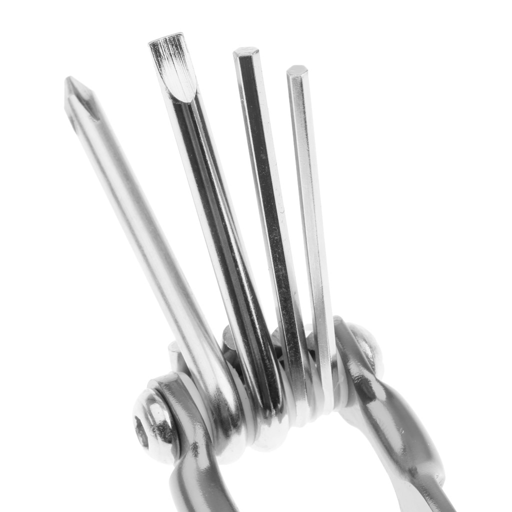 7 In 1 Steel Multi Tool Portable Bike Bicycle Repair Multitool Set Silver