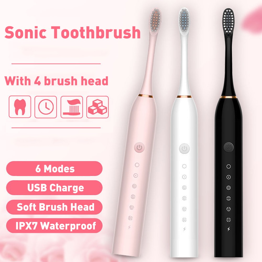 Rechargeable Sonic Electric Toothbrush Adult Timer Brush 42000 time/min Ultrasonic Washable Electronic Whitening Teeth Brush