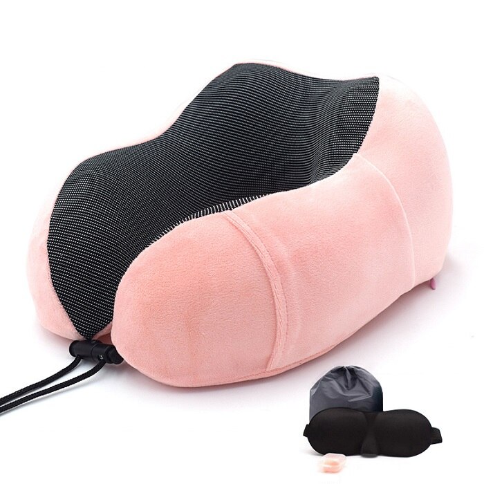Memory Foam U Vormige Hals Kussens Zachte Trage Rebound Ruimte Reizen Kussen Nek Cervicale Gezondheidszorg Vliegtuig Reizen Hoofdsteun: Roze / only Neck Pillow