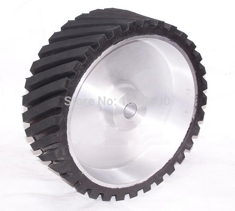 250*50*25/32mm Gegroefde Rubber Wiel Bandschuurmachine Polijstmachine Wiel Schuurband Set Contact Wiel