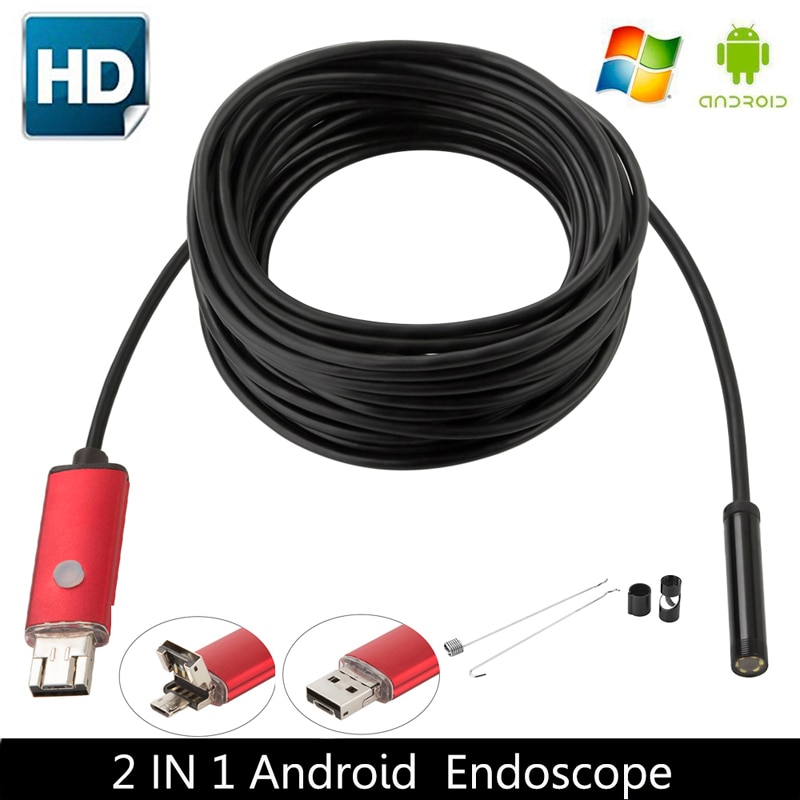 HD 5.5MM USB endoscope Android camera 1/2/5/10m flexible snake tube detection Smart Phone OTG endoscope camera