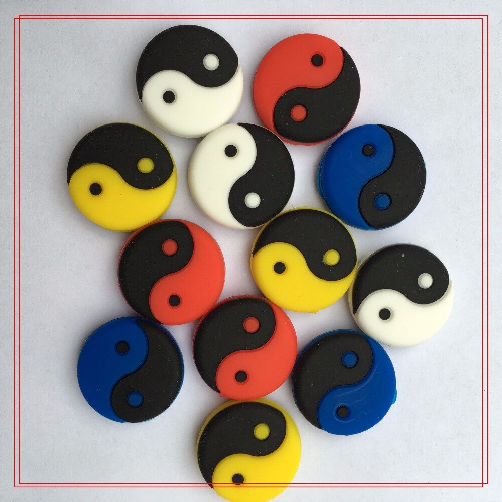 (100 unids/lote) Amortiguador de vibración de tenis Tai Ji en varios colores, amortiguador de raqueta de tenis, absorbedor de golpe para raqueta de tenis
