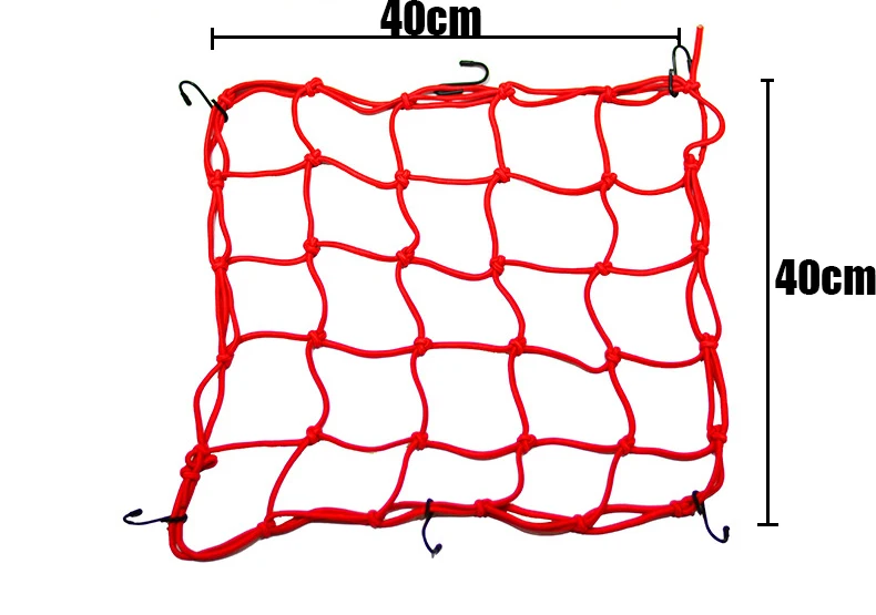 40x40 cm motorfiets 6 haken elastische bungee netto motorfiets opslag helm tank bagage mesh web motorfiets accessoires 5 kleuren: Rood