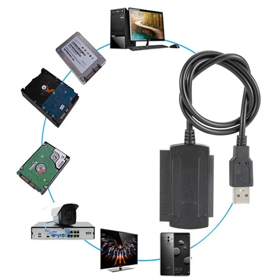PzzPss 3 en 1 USB 2,0 IDE SATA 5,25 S-ATA 2,5 3,5 pulgadas disco duro HDD Cable adaptador para PC portátil convertidor