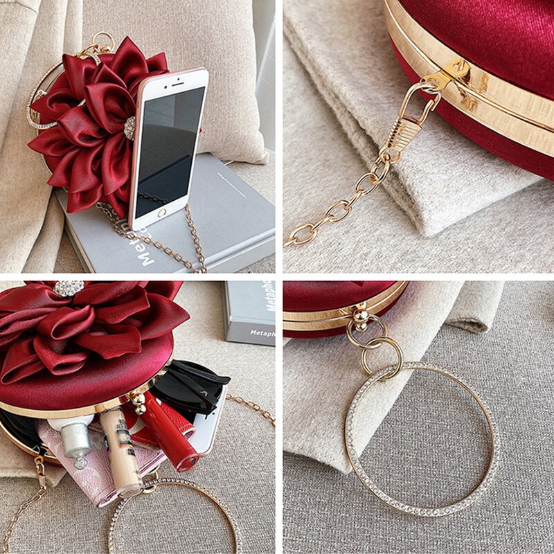 Luxy Moon pochette femme fleur ronde sac de soirée sac à main de luxe sac à main de fête de mariage Vintage sac à bandoulière ZD1474