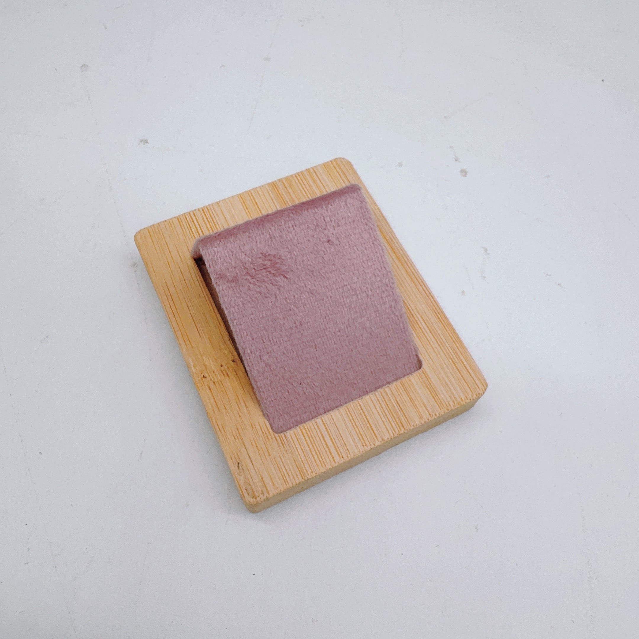 Bamboo Wood Earrings Display Stand DIY Velvet PU Leather Jewelry Storage Tray for Window Counter Props Show: Pink