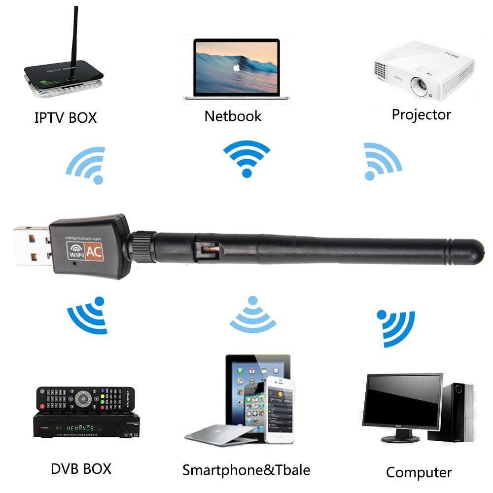 Ykstar tv stick wifi adapter usb dual band 600 mbps 5/2.4 ghz antenne dongle lan til windows xp win 7 8 10 mac vista netværkskort