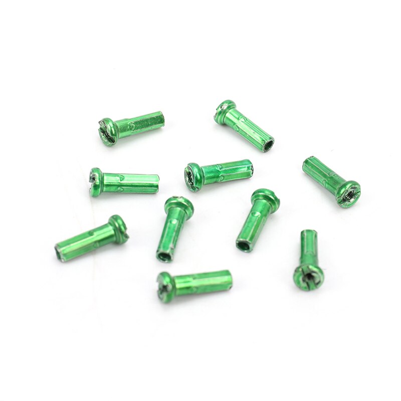 Tapones de hierro para radios de bicicleta de montaña, 10 Uds., 14mm, accesorios coloridos para ciclismo de cobre y plata: Verde